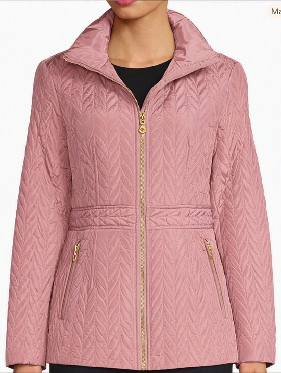 kate spade Jackets & Blazers - Kate Spade Chevron Quilted Full Zip Hooded Jacket Dusty Rose Size Medium